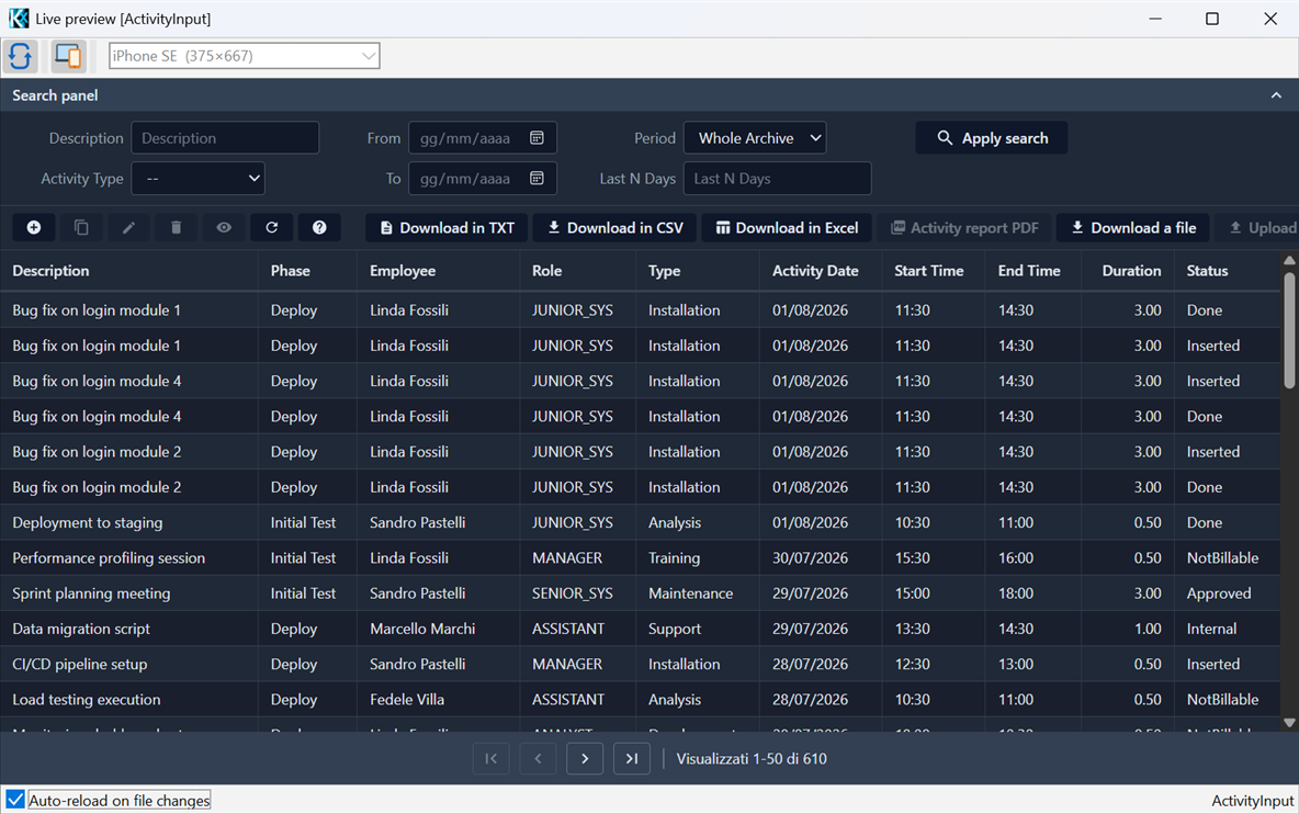 Live Preview di una View in KIDEX
