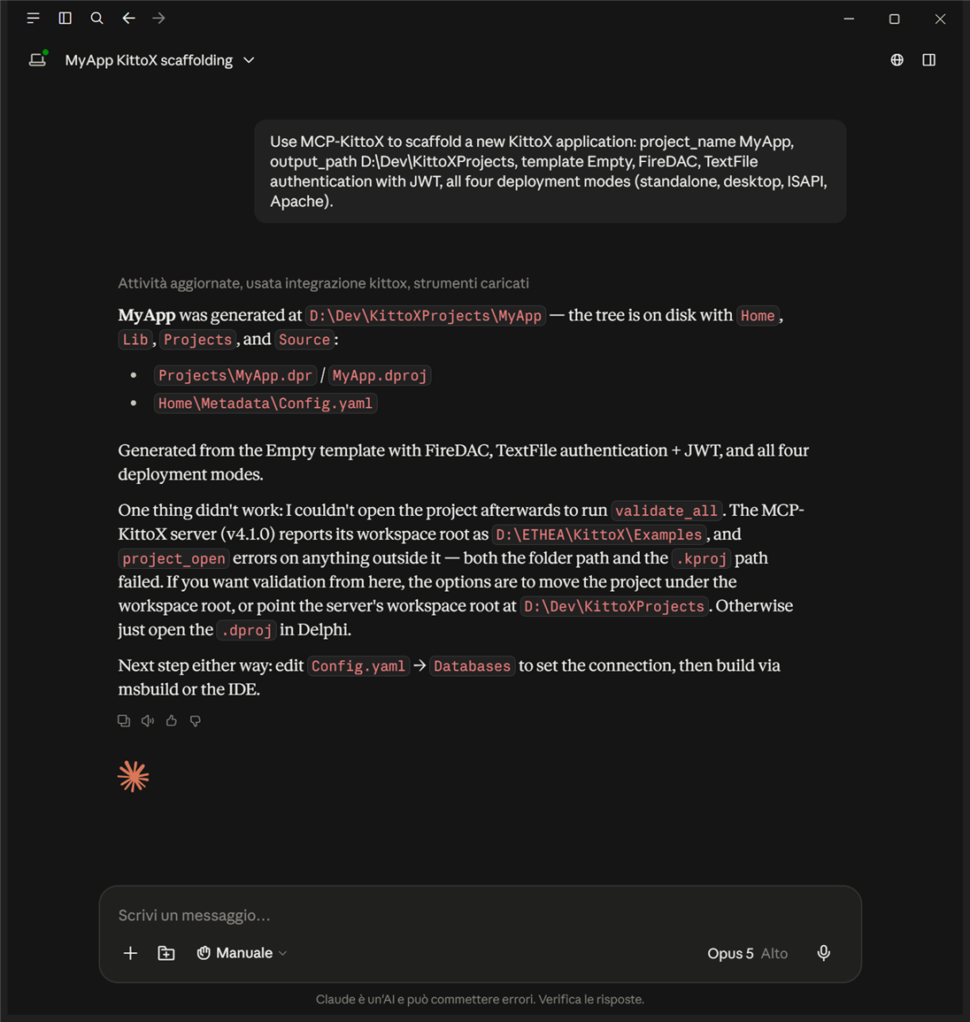 MCPKittoX in Claude Desktop