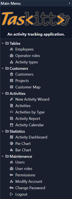 Change Password menu item