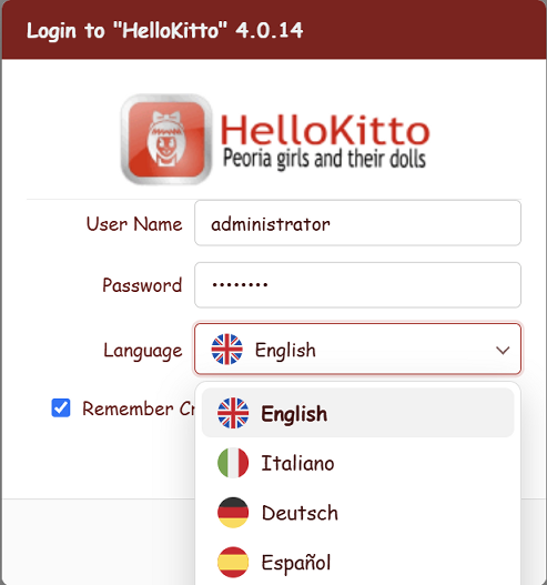 Login with the LanguageSwitcher flag drop-down