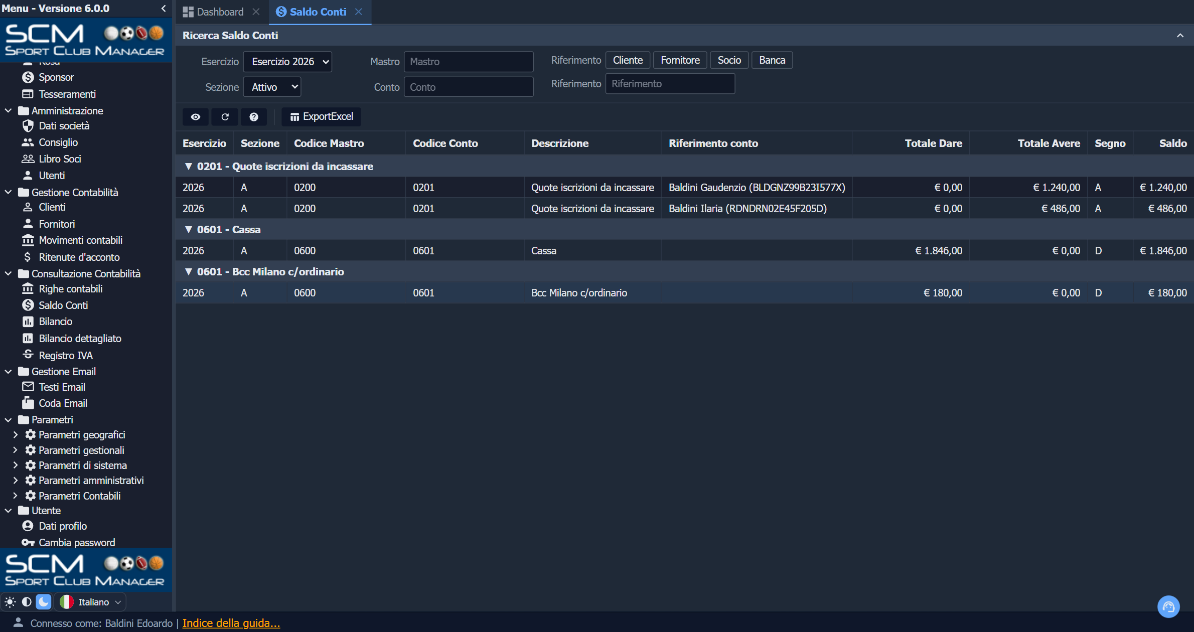 Detailed account balance