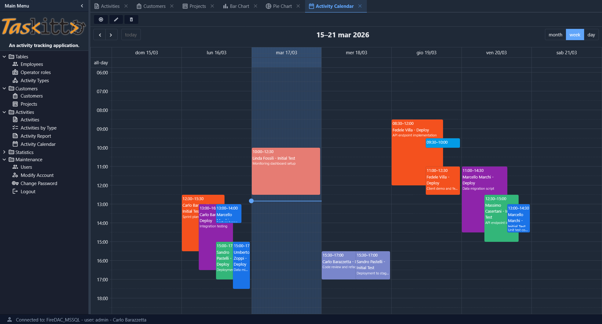 CalendarPanel weekly view from TasKitto