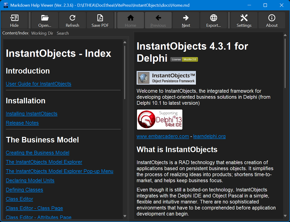 Markdown Help Viewer