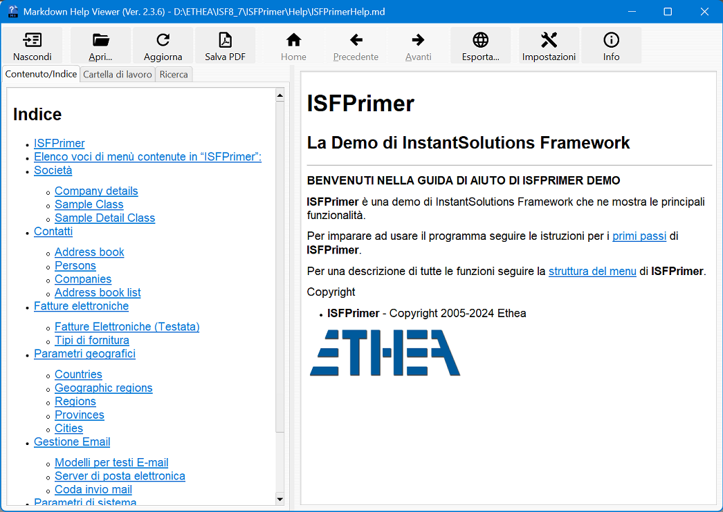 Markdown Help Viewer Italian