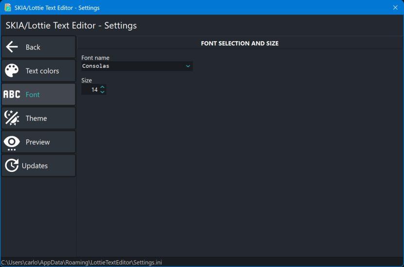 Settings Font