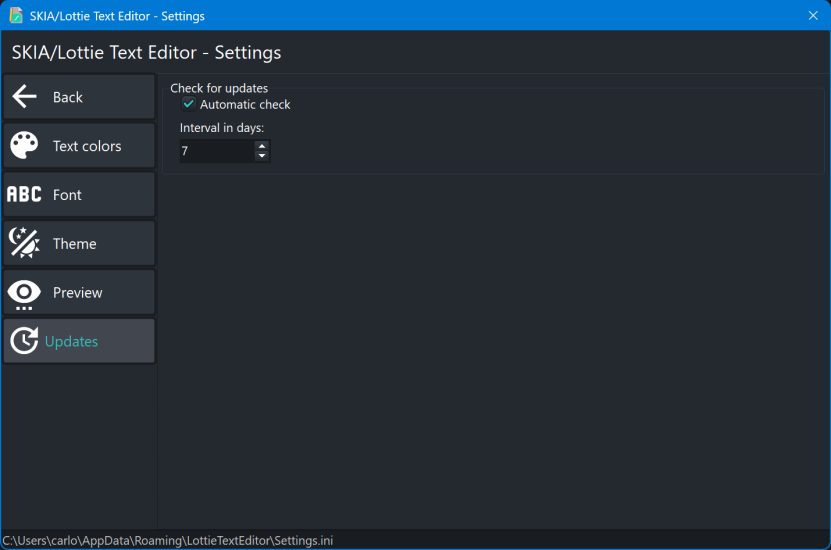 Settings Updates