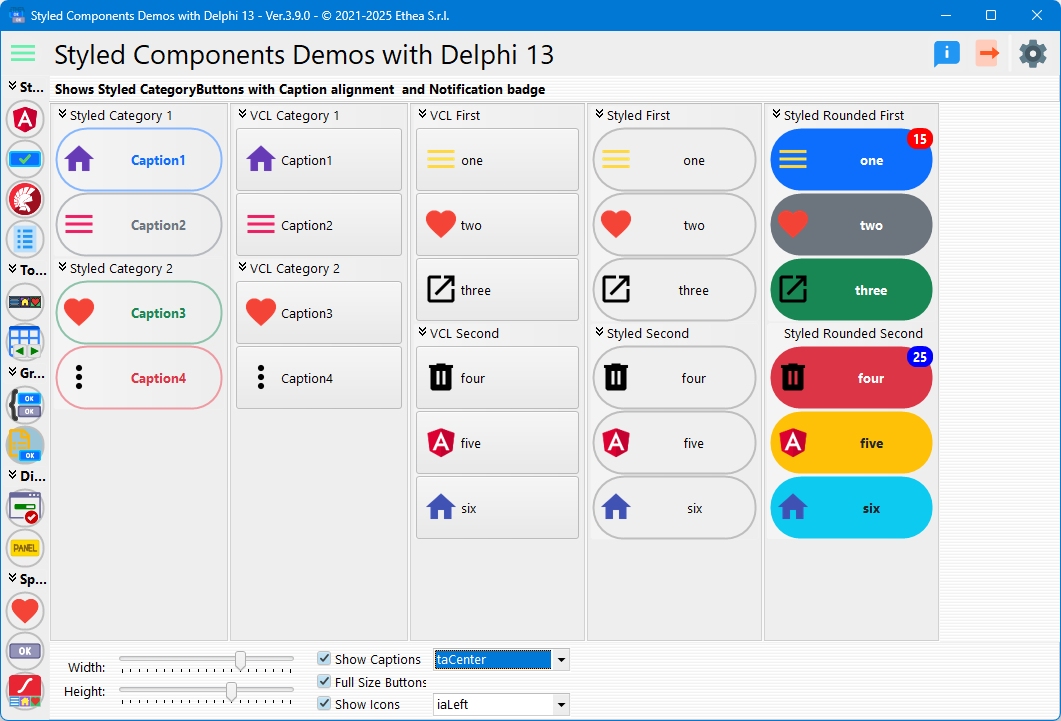Styled CategoryButtons Demo