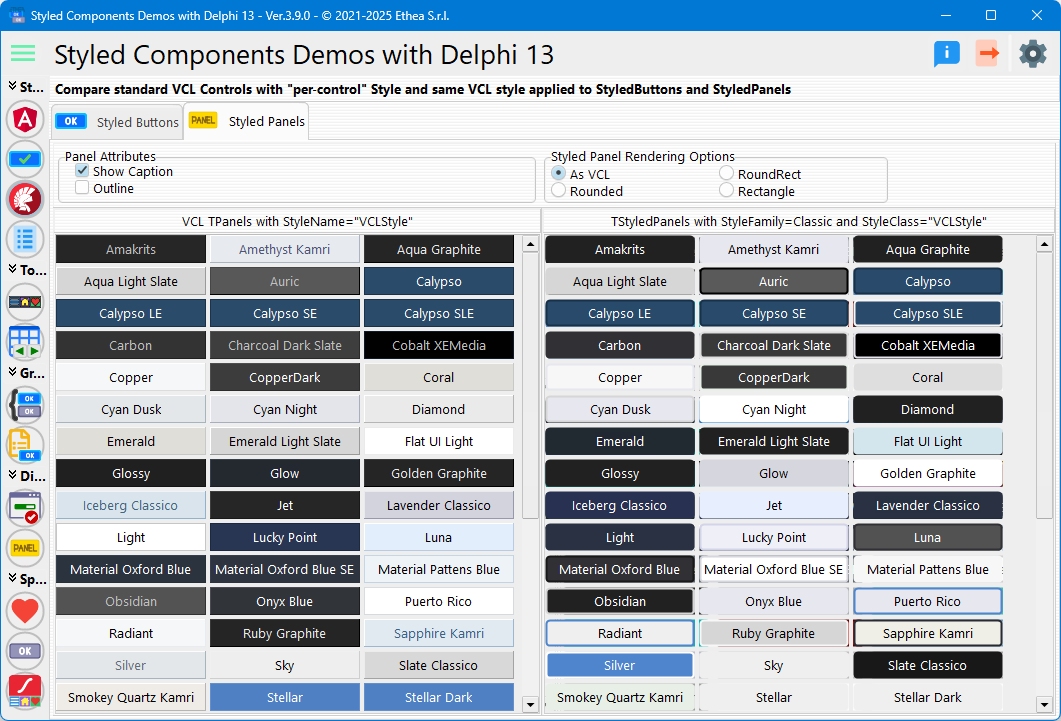 Styled Panel VCL Styles Demo