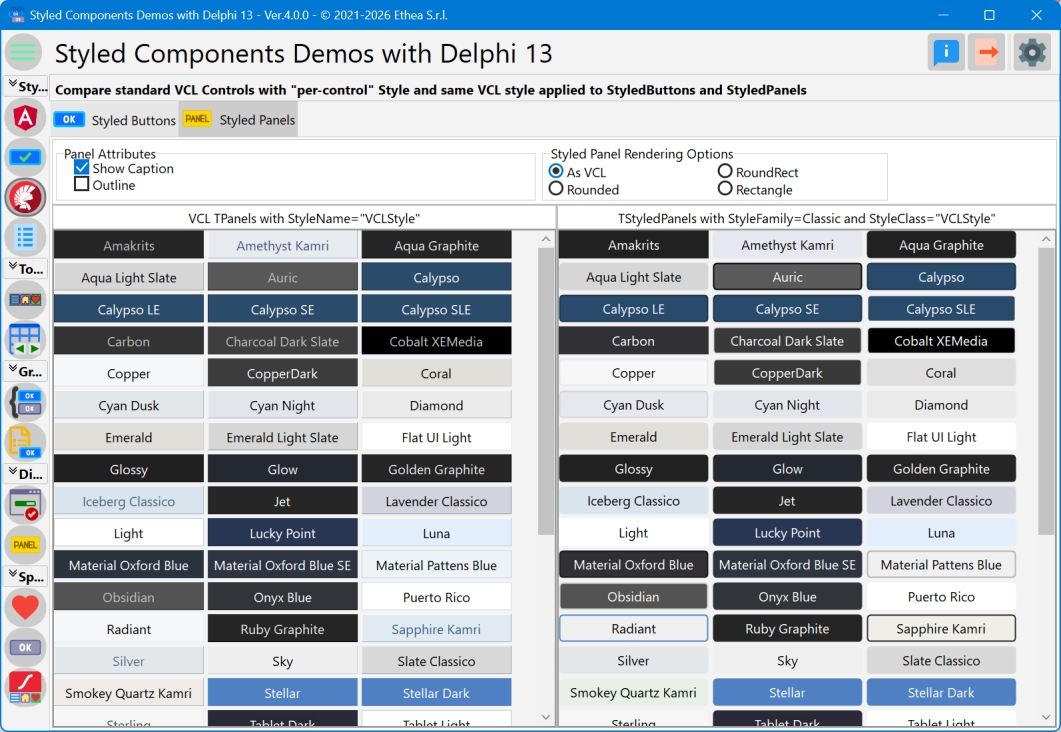 Styled Panel VCL Styles Demo