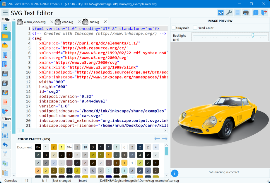 SVG Text Editor Light