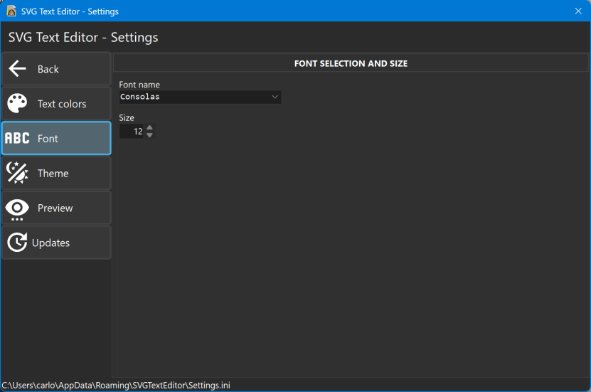 Settings Font